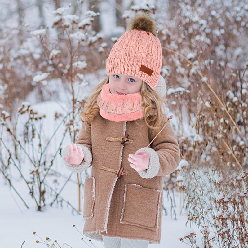 Machomby Kids Hat Scarf Gloves Set, Kids Winter Beanie Hat Scarf Gloves Set with Knit Thick Warm Fleece Lined for 1-6 Years Old - Image 2